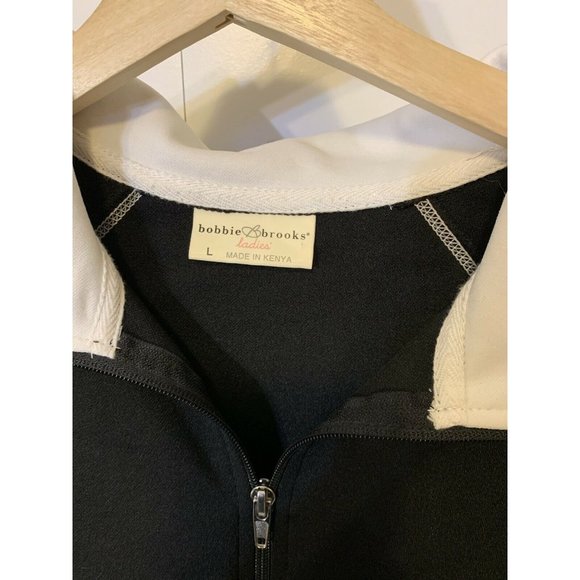 Bobbie Brooks Women's Sz L Long Sleeve‎ Full Zip Up Athletic Wear Black White - Picture 2 of 8